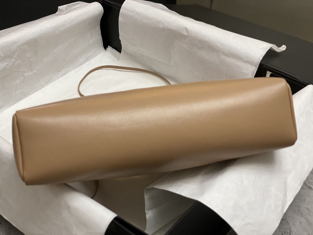 CHANEL SHOPPING BAG Shiny Lambskin & Gold-Tone Metal 11.7 × 11.3 × 3.5 in