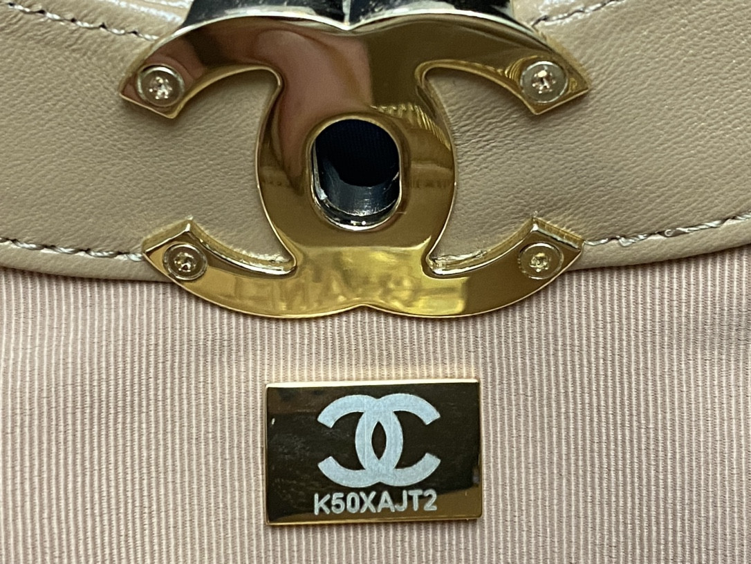 CHANEL SHOPPING BAG Shiny Lambskin & Gold-Tone Metal 11.7 × 11.3 × 3.5 in