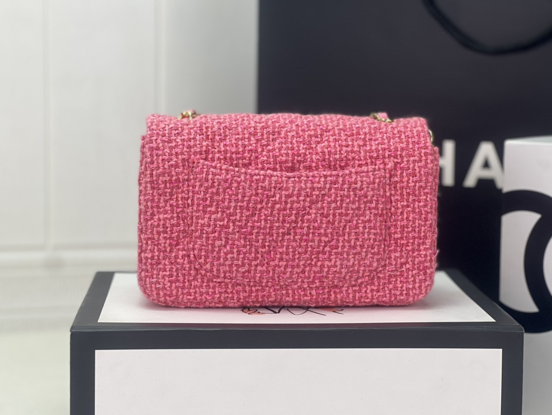 CHANEL MINI CLASSIC 11.12 HANDBAG Tweed & Gold-Tone Metal 4.7 × 7.8 × 2.3 in