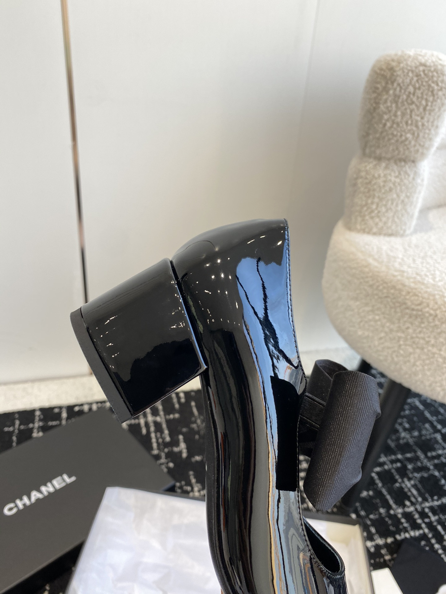 UA CHANEL MARY JANES Patent Calfskin & Grosgrain