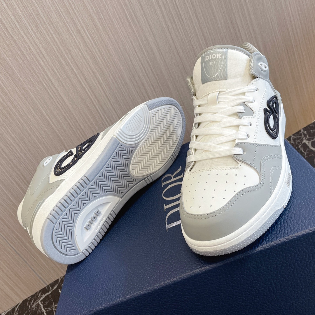 UA DIOR B57 Mid-Top Sneaker Gray and White