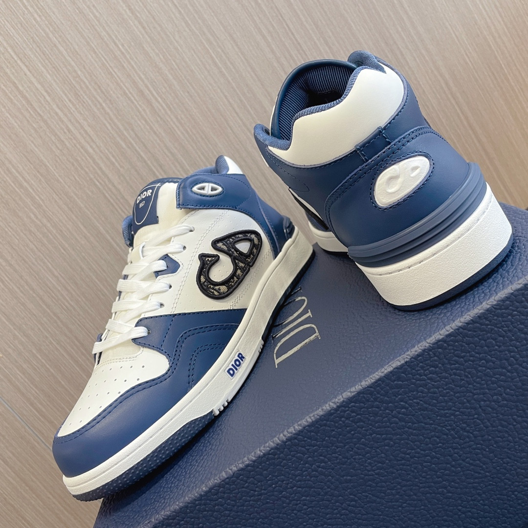 UA DIOR B57 Mid-Top Sneaker Navy Blue and White