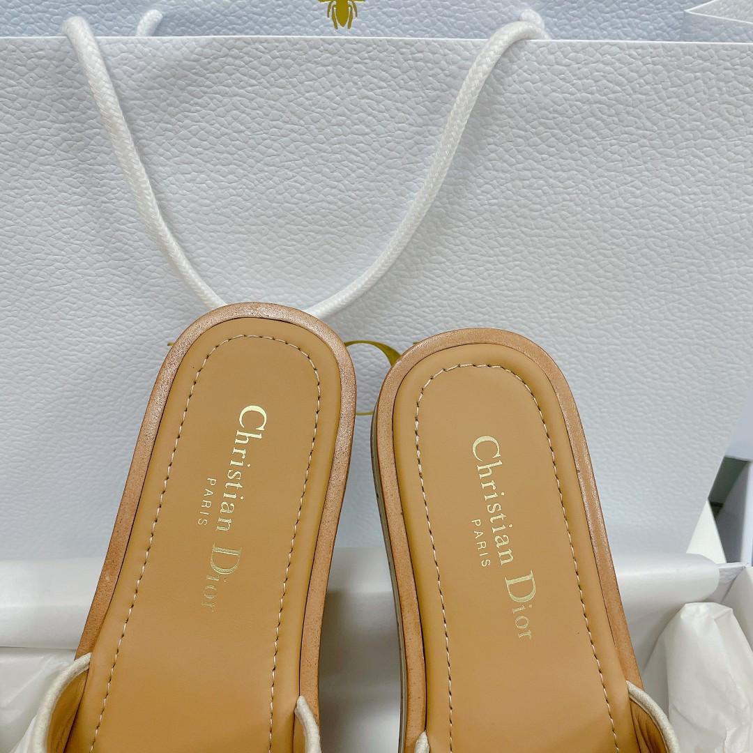 UA Dioriviera Dway Platform Slide White Embroidered Cotton