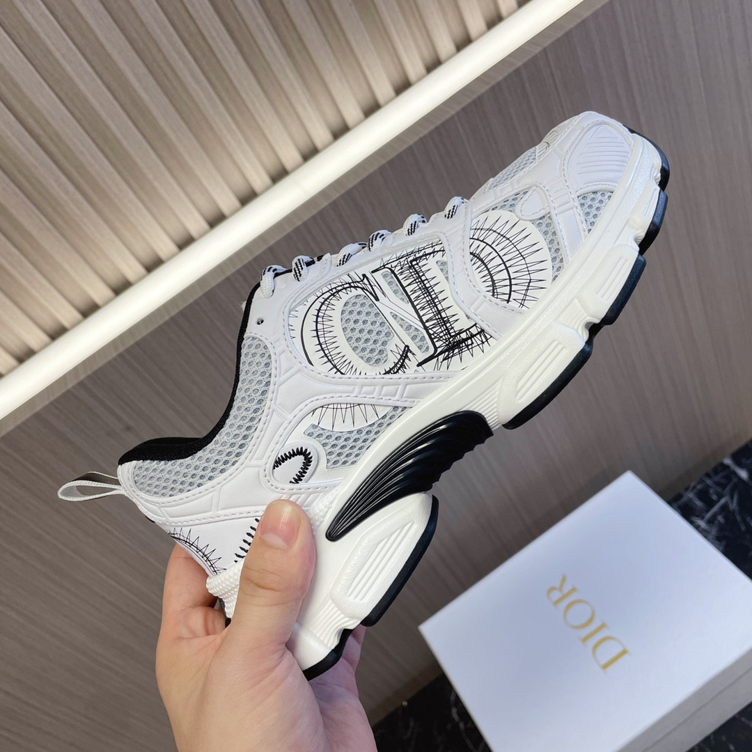 UA Dior Chrono Sneaker White and Black Mesh