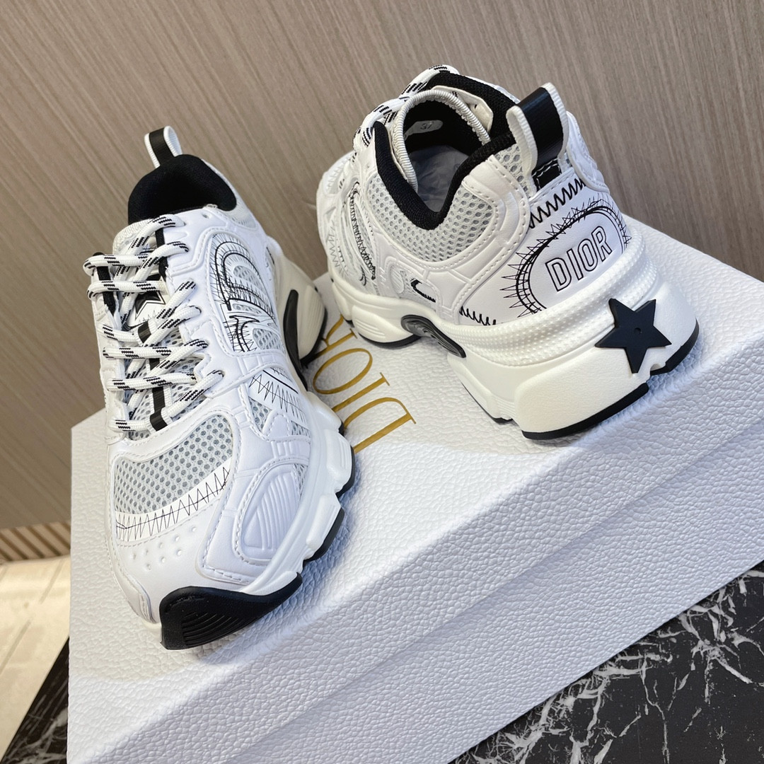 UA Dior Chrono Sneaker White and Black Mesh