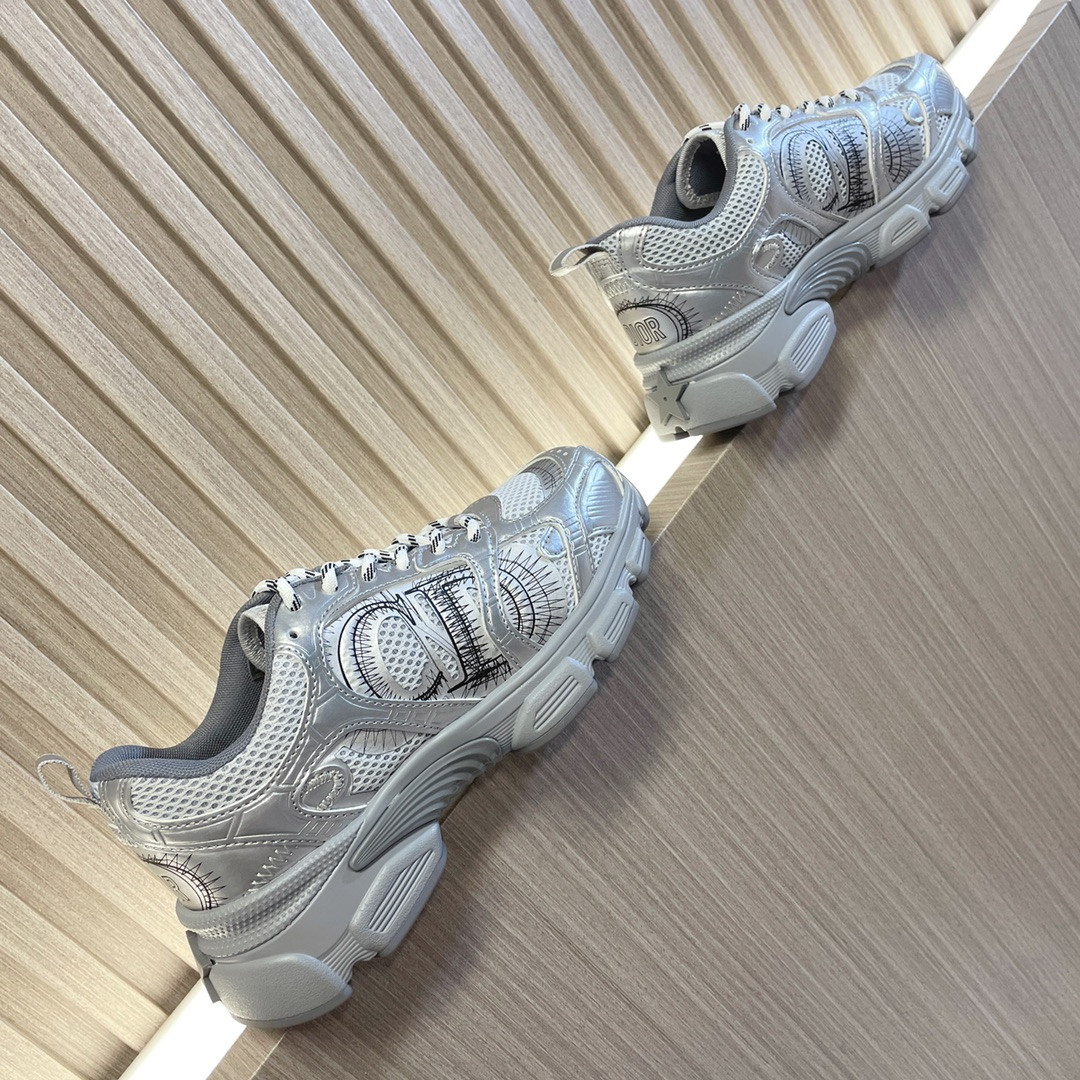 UA Dior Chrono Sneaker Gray Mesh with Silver-Tone