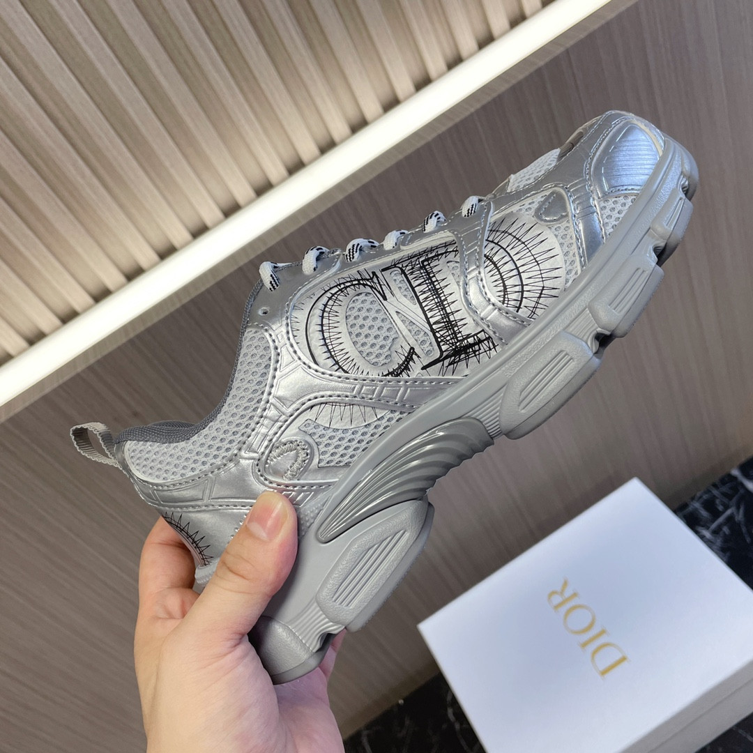 UA Dior Chrono Sneaker Gray Mesh with Silver-Tone