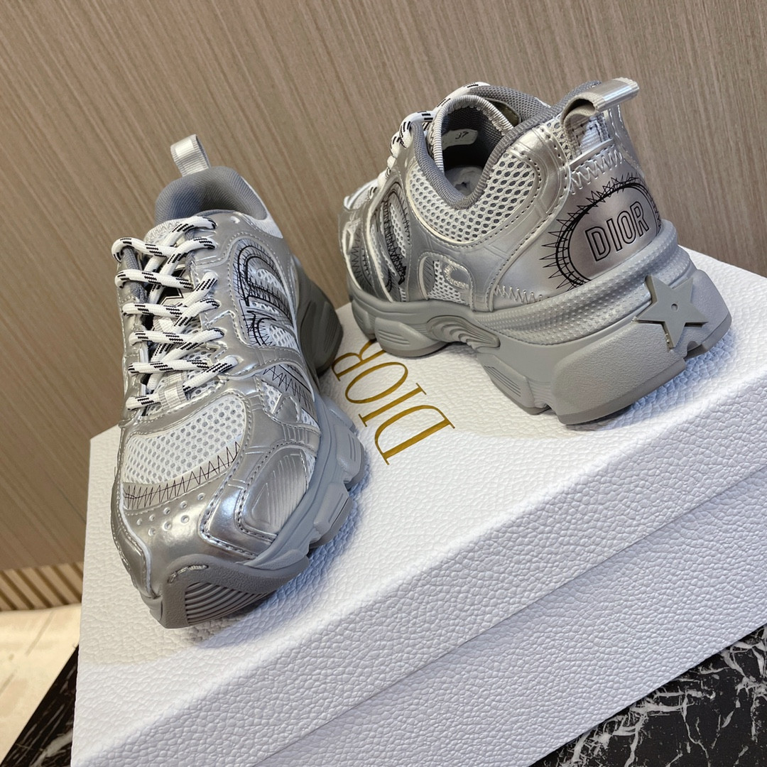 UA Dior Chrono Sneaker Gray Mesh with Silver-Tone