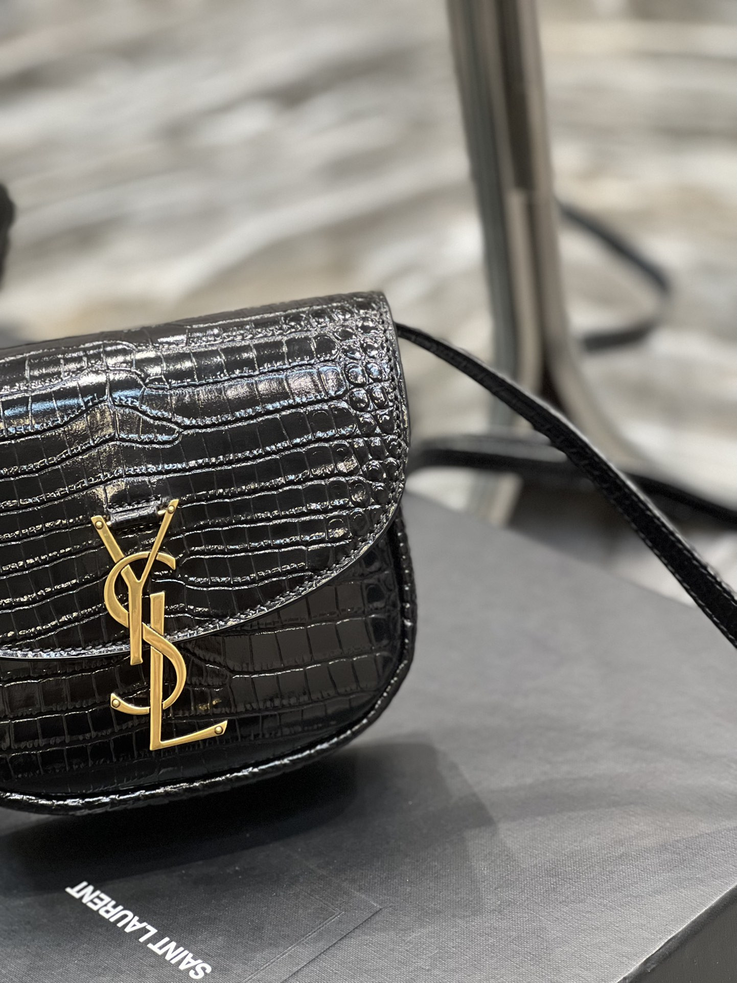 YSL KAIA SMALL SATCHEL IN SMOOTH LEATHER 7.2 X 6.1 X 2.1 INCHES