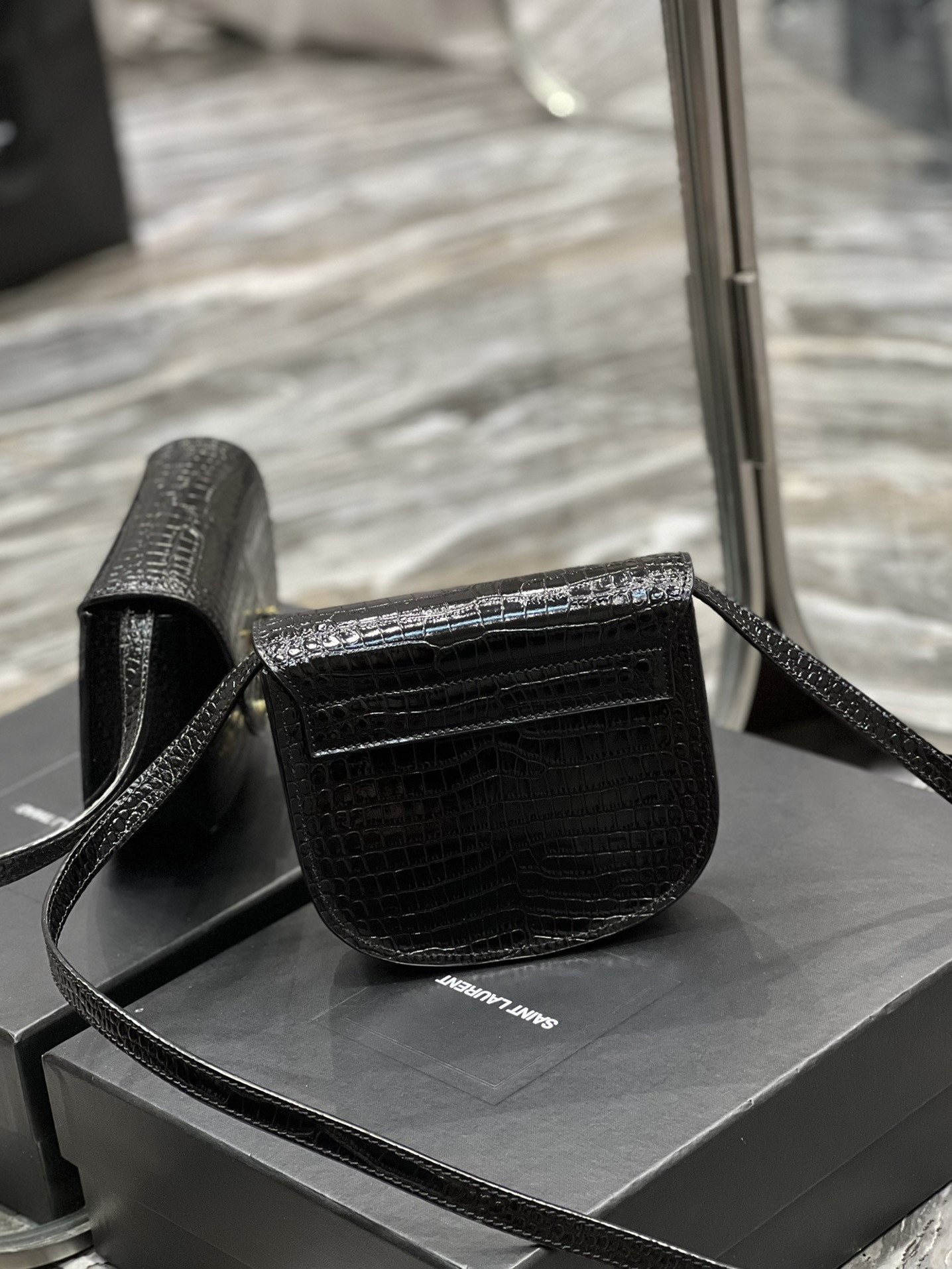 YSL KAIA SMALL SATCHEL IN SMOOTH LEATHER 7.2 X 6.1 X 2.1 INCHES