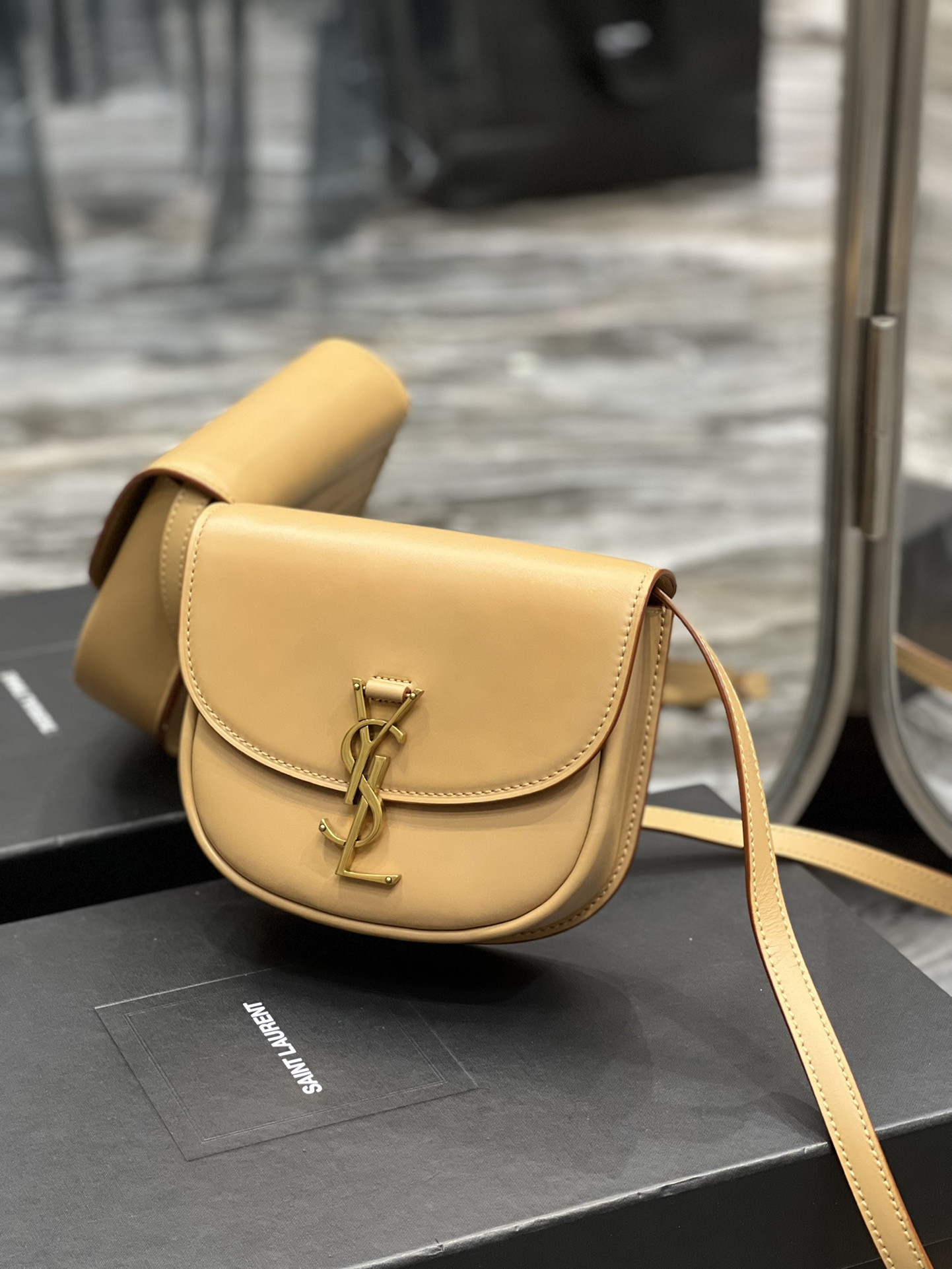 YSL KAIA SMALL SATCHEL IN SMOOTH LEATHER 7.2 X 6.1 X 2.1 INCHES