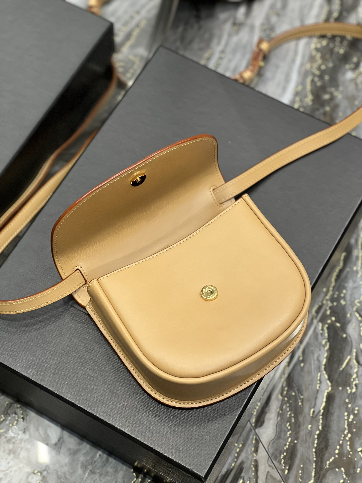 YSL KAIA SMALL SATCHEL IN SMOOTH LEATHER 7.2 X 6.1 X 2.1 INCHES