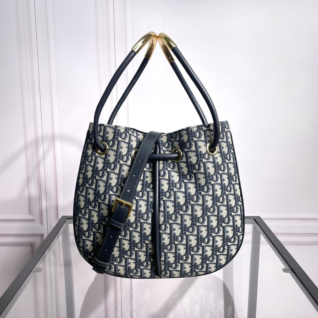 Medium Dior Nolita Bag Blue Dior Oblique Jacquard 10.5 x 10 x 2 inches