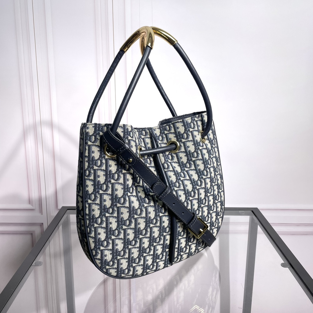 Medium Dior Nolita Bag Blue Dior Oblique Jacquard 10.5 x 10 x 2 inches