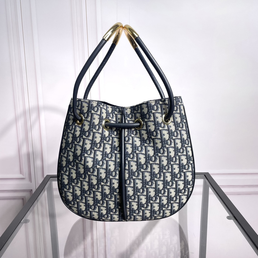 Medium Dior Nolita Bag Blue Dior Oblique Jacquard 10.5 x 10 x 2 inches