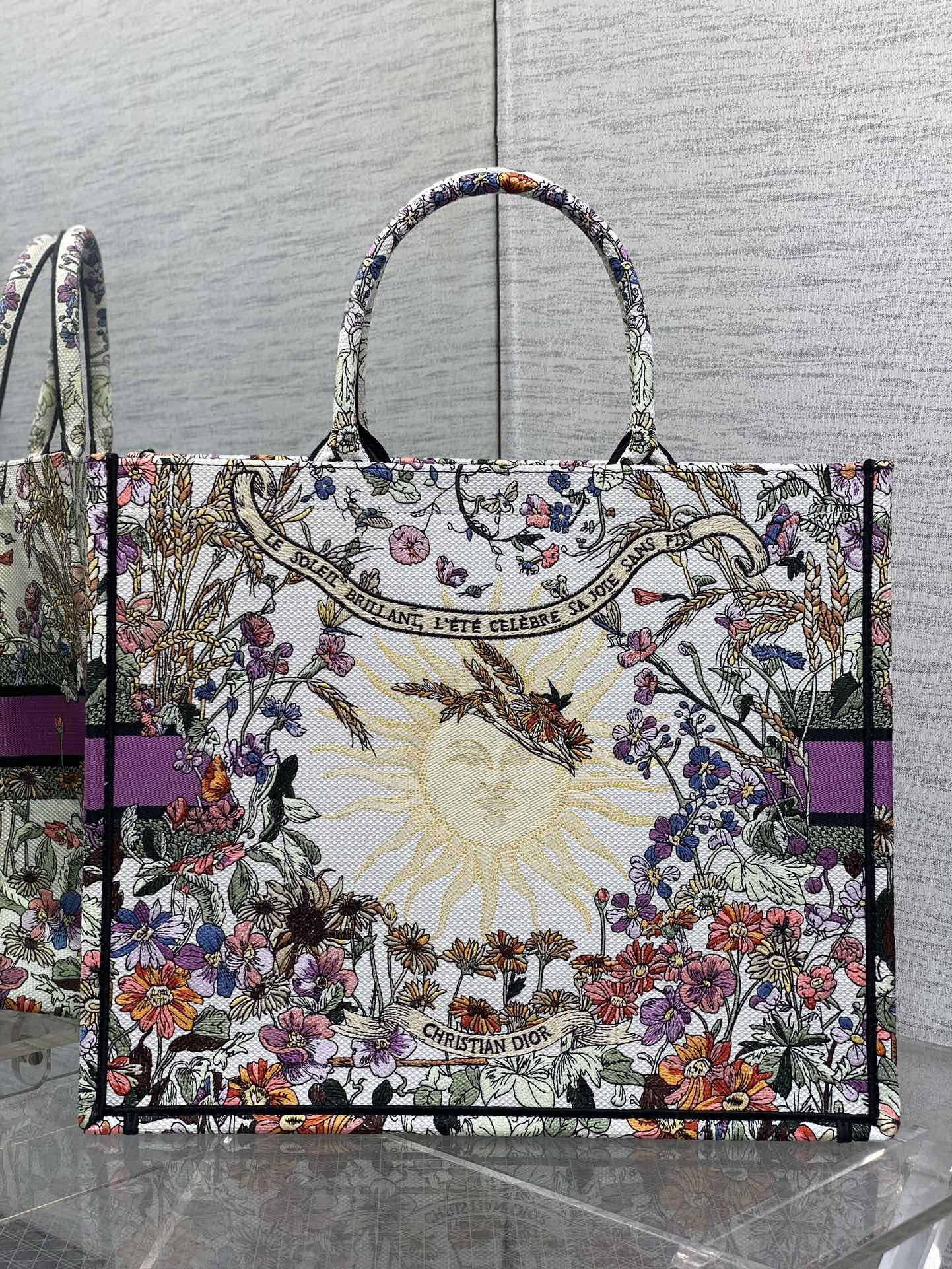 Dior Book Tote  Ecru Multicolor 42x18x35cm