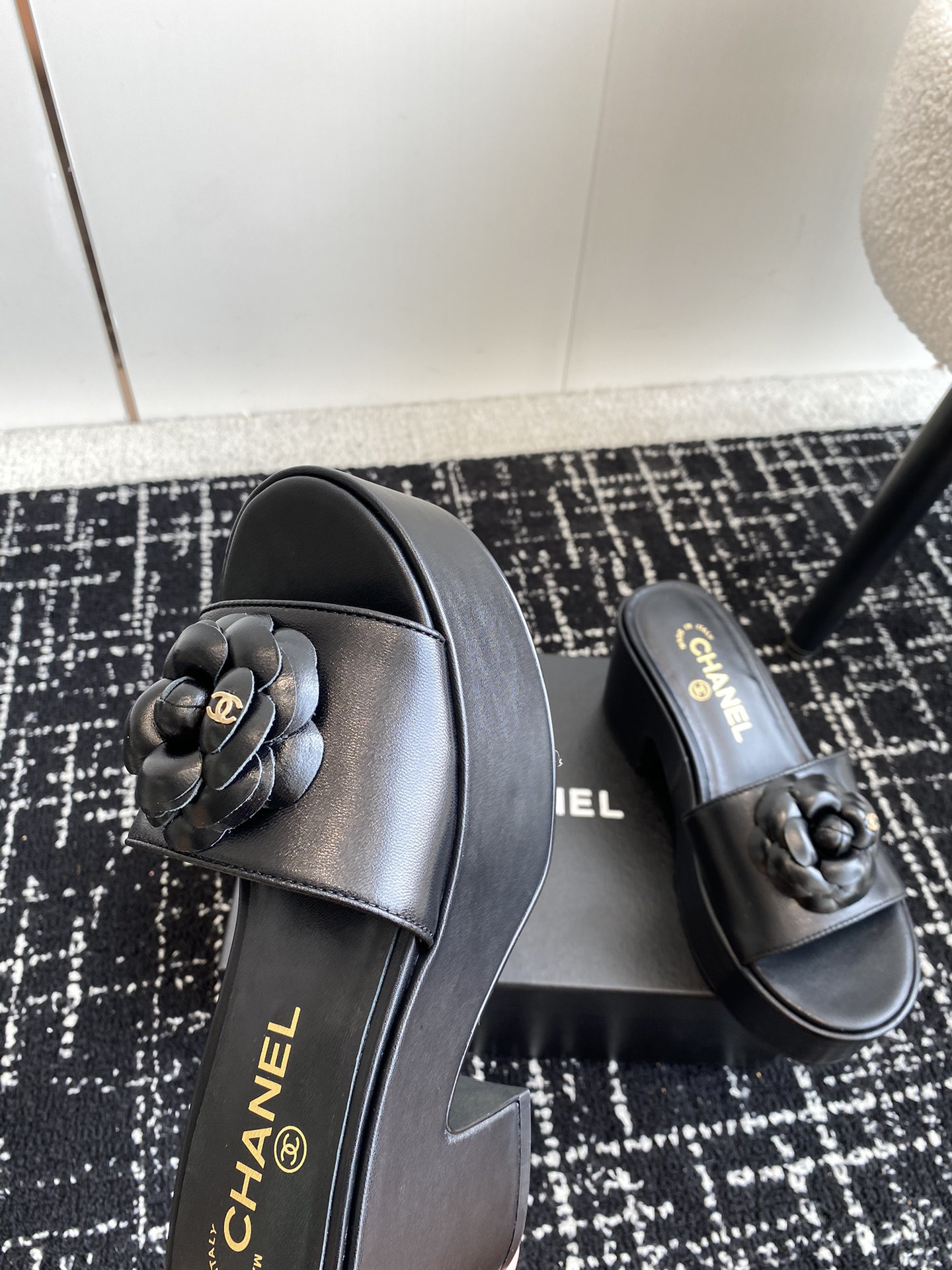 UA CHANEL MULES Platform Heels