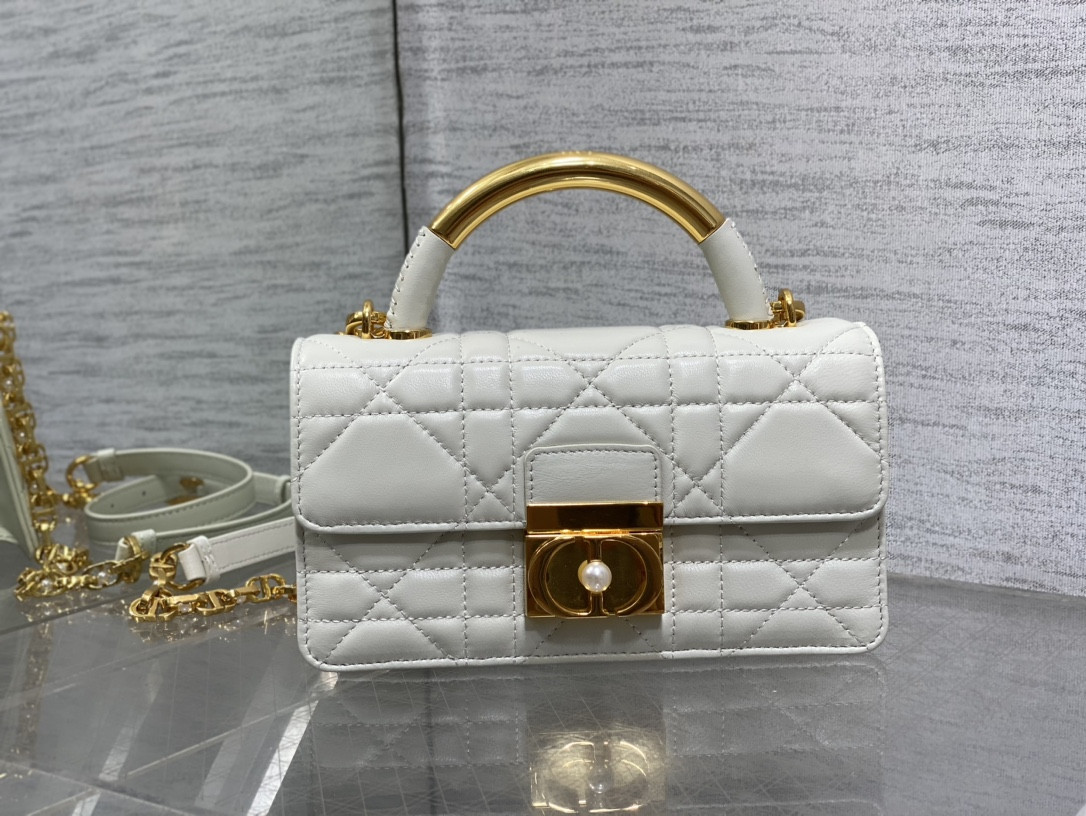 Dior Small Ange Bag Latte Macrocannage Calfskin 20 x 12 x 5 cm