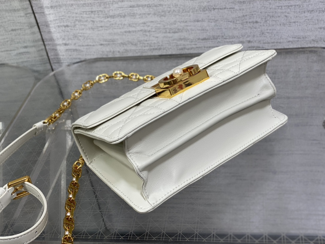 Dior Small Ange Bag Latte Macrocannage Calfskin 20 x 12 x 5 cm