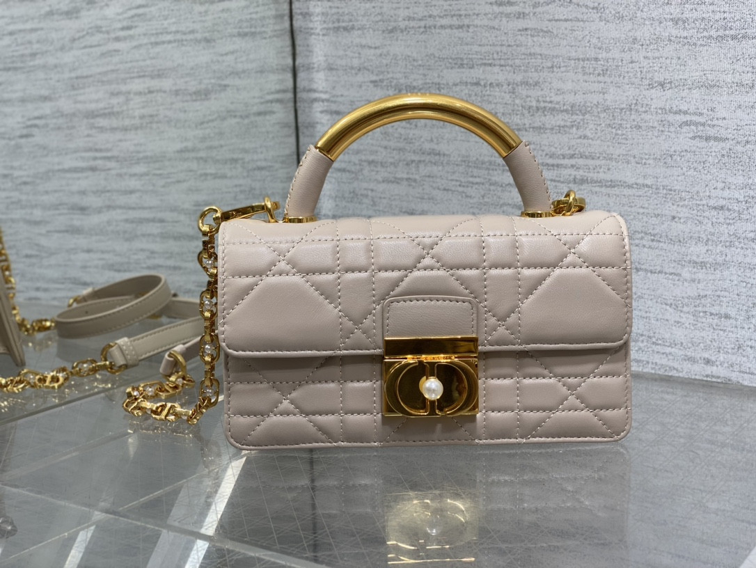 Dior Small Ange Bag Pink Latte Macrocannage Calfskin 20 x 12 x 5 cm