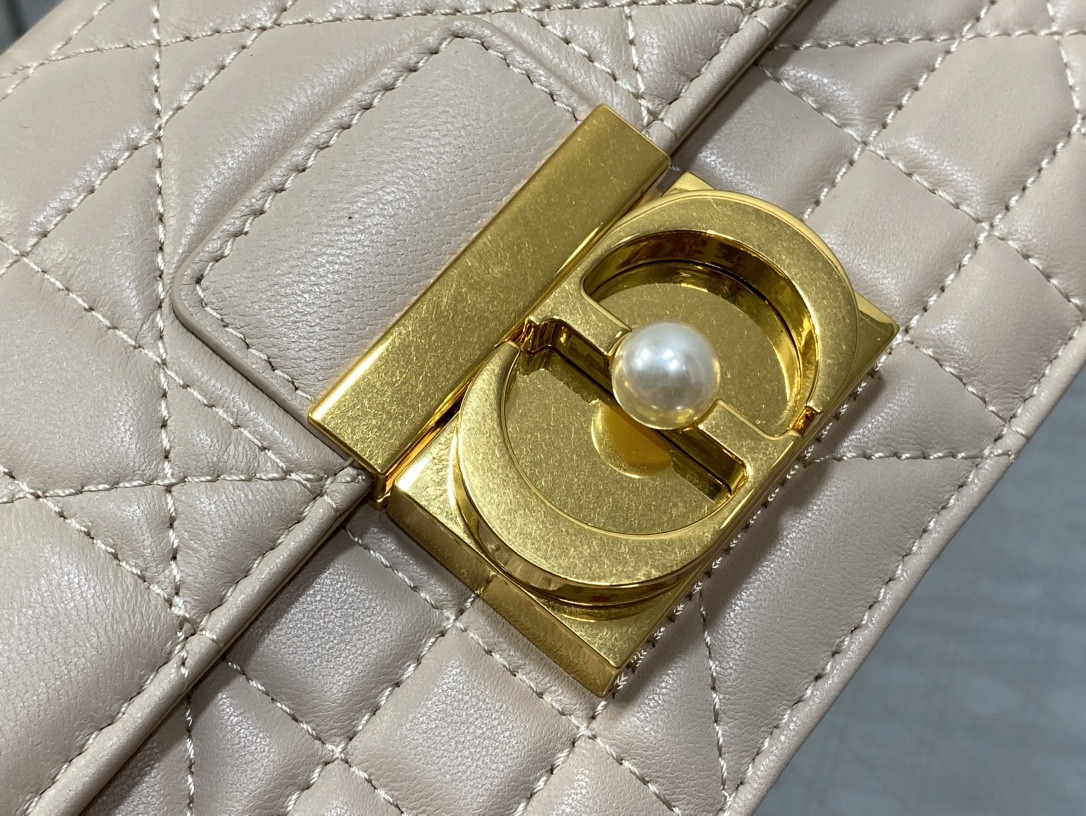 Dior Small Ange Bag Pink Latte Macrocannage Calfskin 20 x 12 x 5 cm