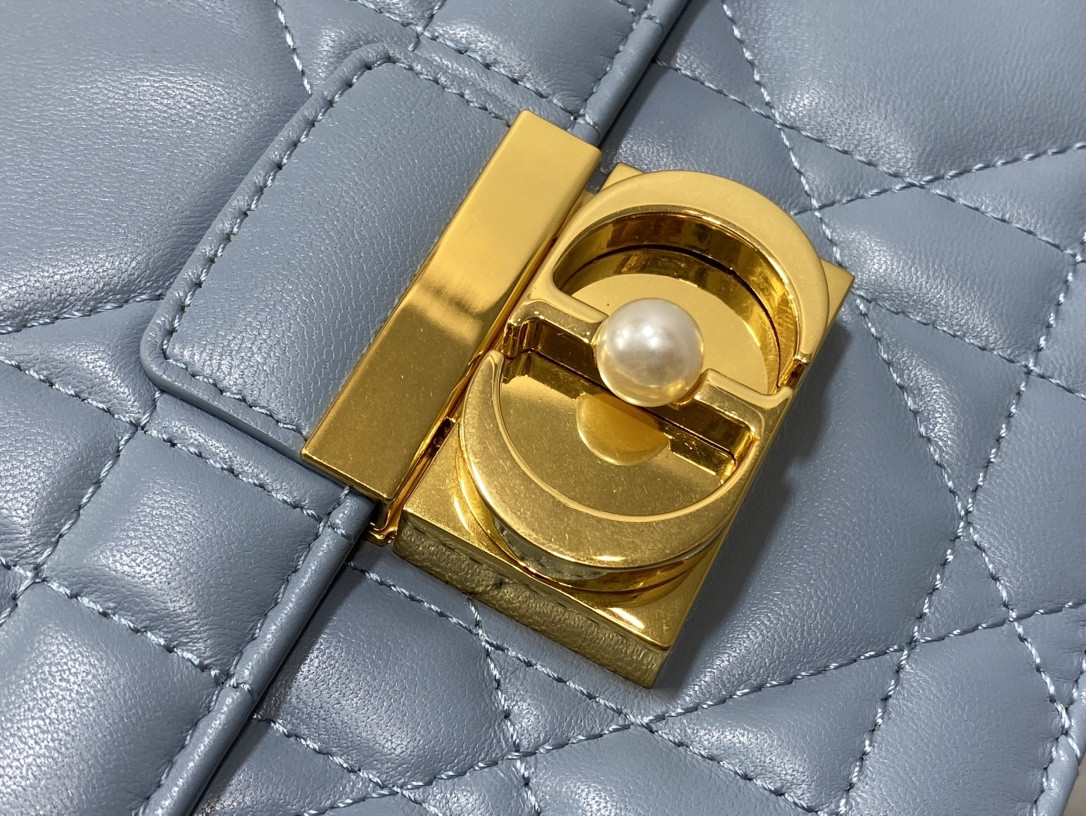 Dior Medium Dior Ange Bag Blue Latte Macrocannage Calfskin 26 x 17 x 9 cm