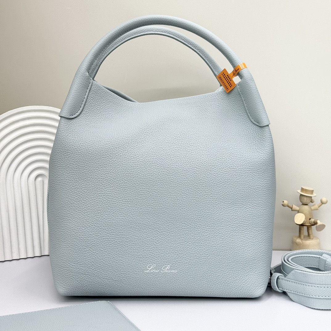 Loro Piana Large Bale Bag Grained Calfskin 24 x 20 x 27 cm