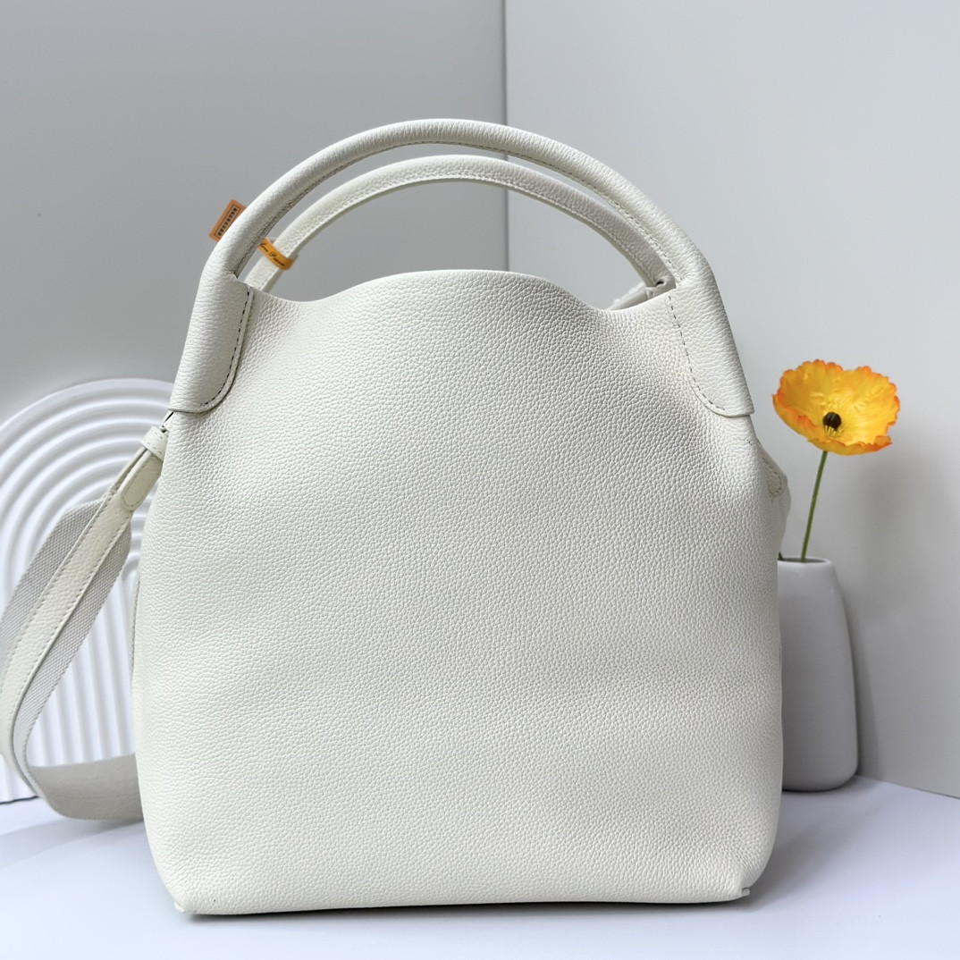 Loro Piana Large Bale Bag Grained Calfskin 24 x 20 x 27 cm