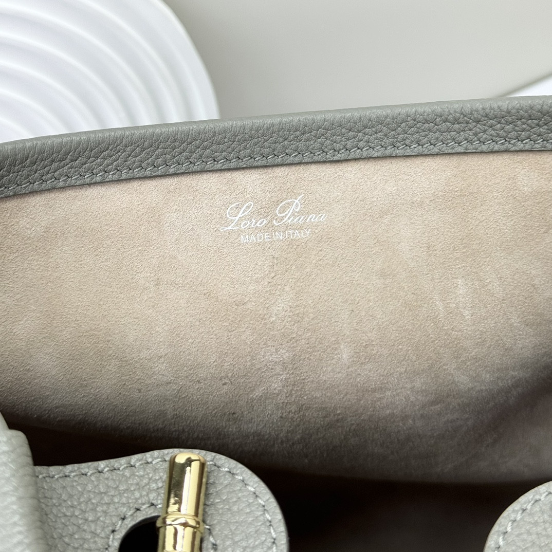 Loro Piana Large Bale Bag Grained Calfskin 24 x 20 x 27 cm