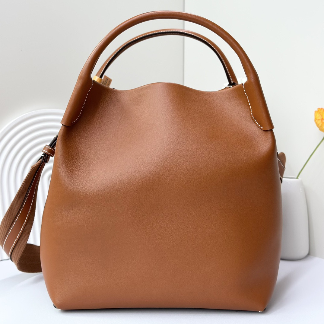 Loro Piana Large Bale Bag Smooth Calfskin 24 x 20 x 27 cm