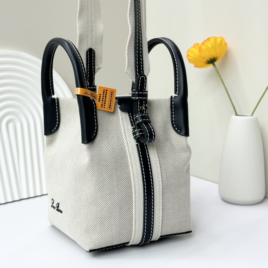 Loro Piana Micro Bale Bag Cotton, Linen 23 x 16 x 14 cm