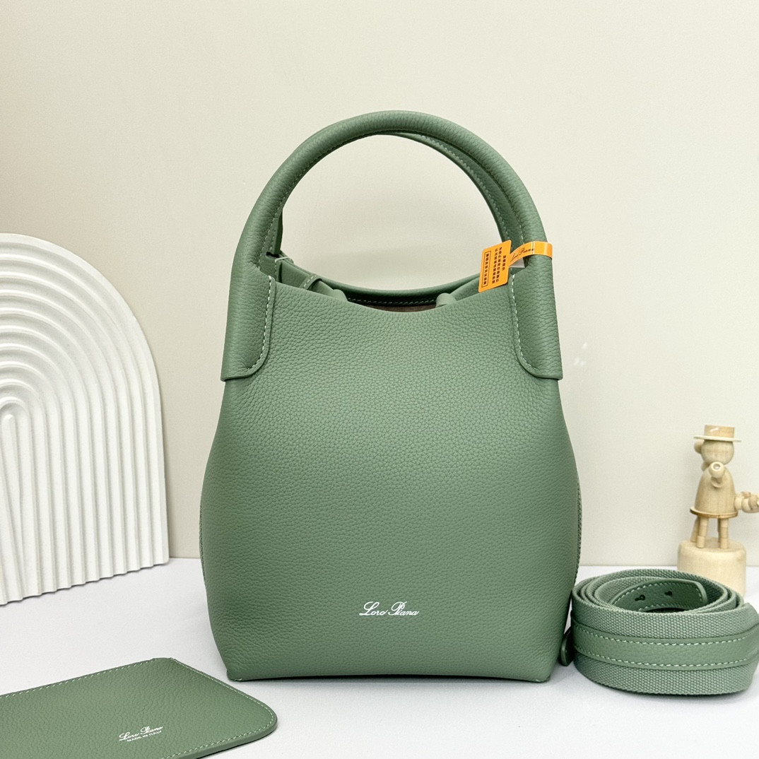 Loro Piana Small Bale Bag Grained Calfskin 17 x 17 x 21 cm