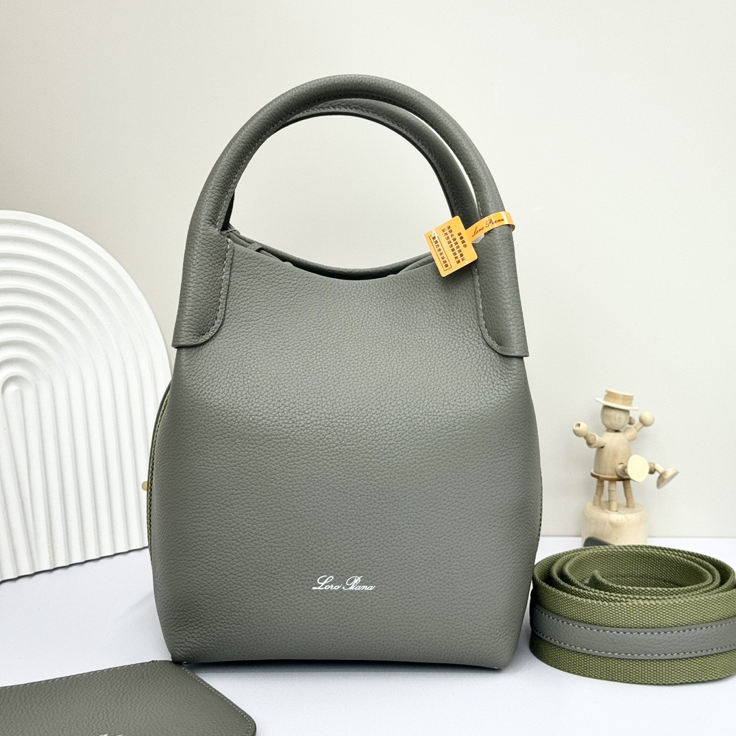 Loro Piana Small Bale Bag Grained Calfskin 17 x 17 x 21 cm