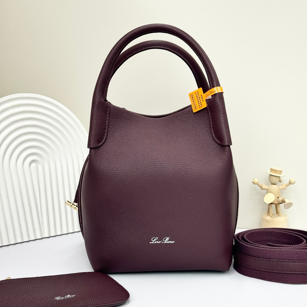 Loro Piana Small Bale Bag Grained Calfskin 17 x 17 x 21 cm