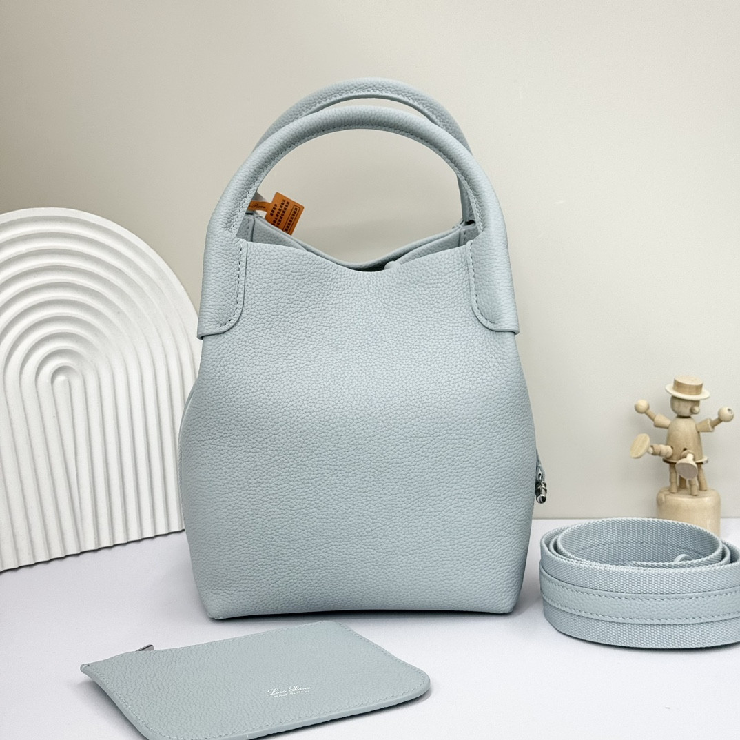 Loro Piana Small Bale Bag Grained Calfskin 17 x 17 x 21 cm