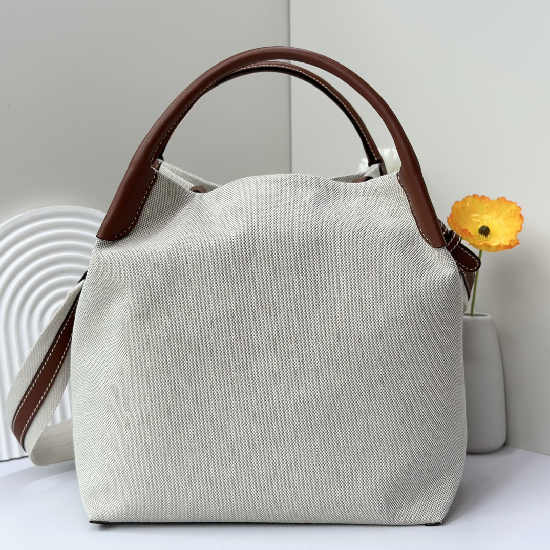 Loro Piana Large Bale Bag Cotton, Linen 24 x 20 x 27 cm