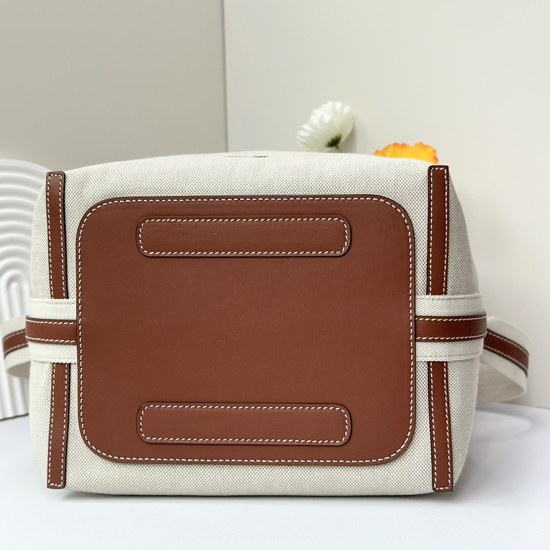 Loro Piana Large Bale Bag Cotton, Linen 24 x 20 x 27 cm