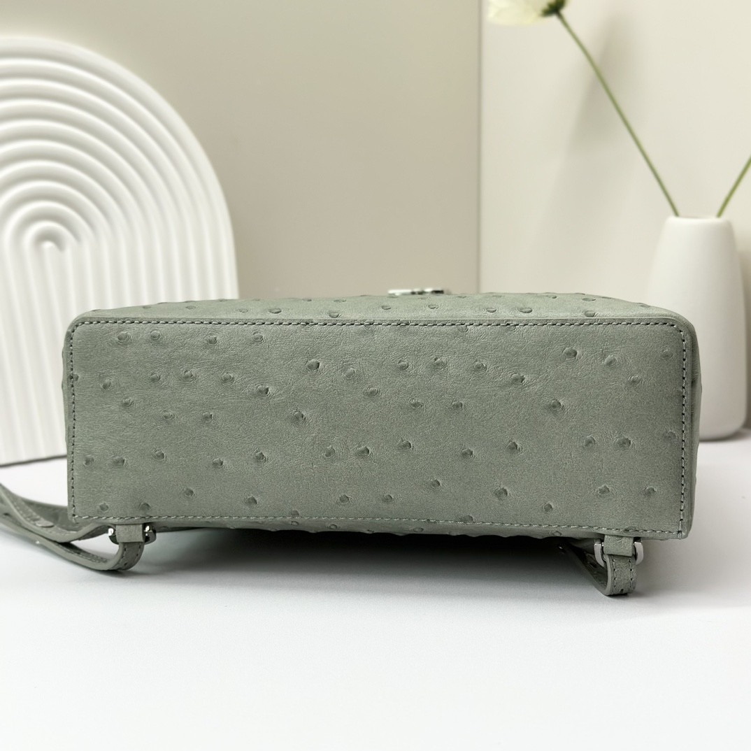 Loro Piana Extra Pocket backpack L23.5 Ostrich-grained Leather 23 x 21 x 8 cm