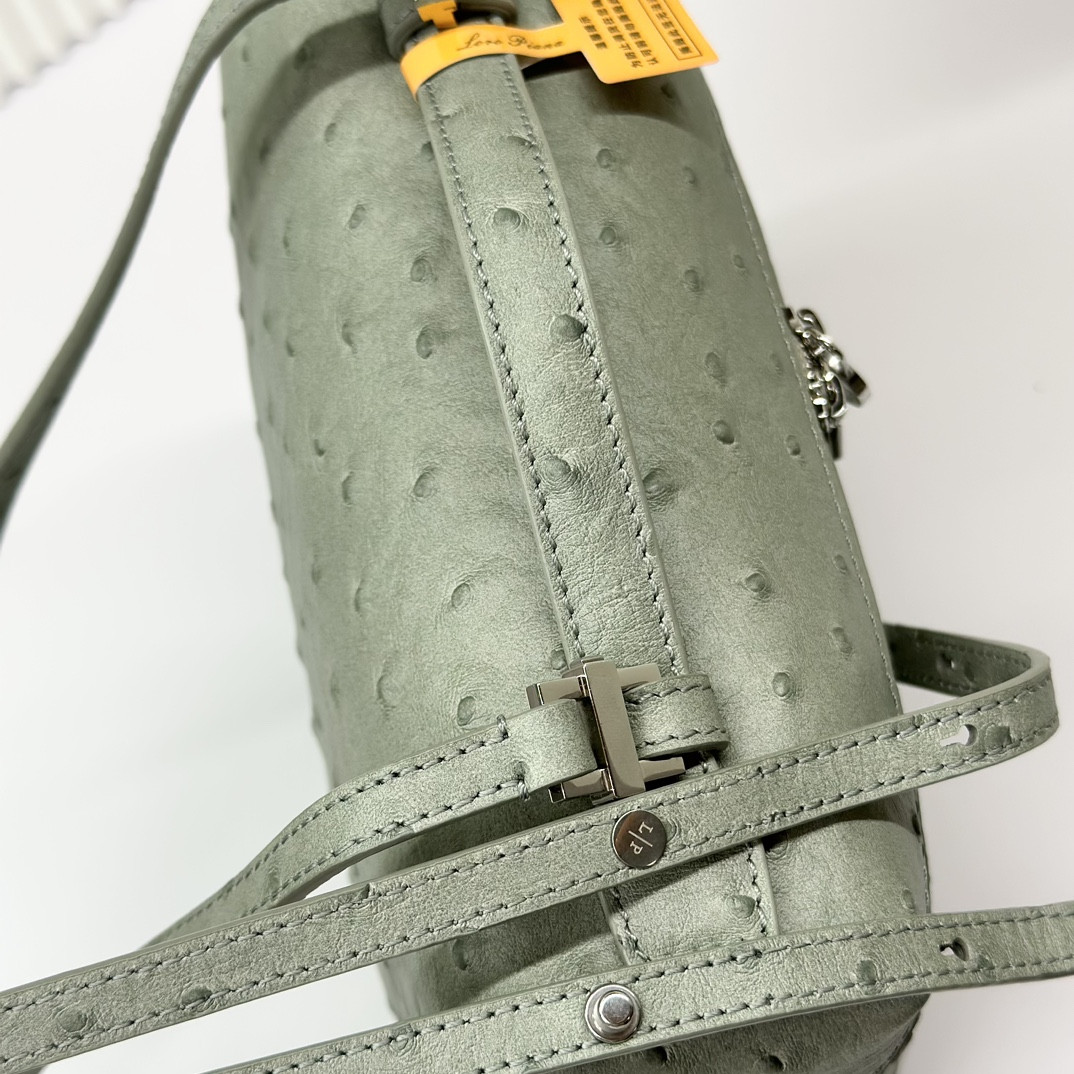 Loro Piana Extra Pocket backpack L23.5 Ostrich-grained Leather 23 x 21 x 8 cm