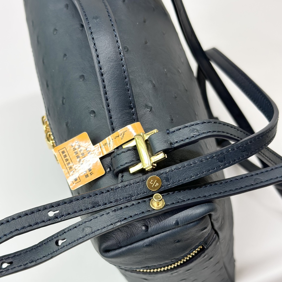 Loro Piana Extra Pocket backpack L23.5 Ostrich-grained Leather 23 x 21 x 8 cm