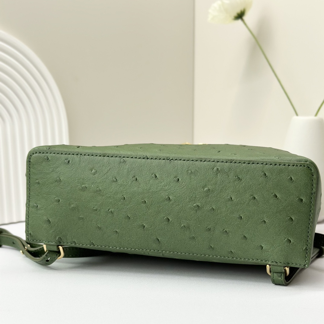 Loro Piana Extra Pocket backpack L23.5 Ostrich-grained Leather 23 x 21 x 8 cm