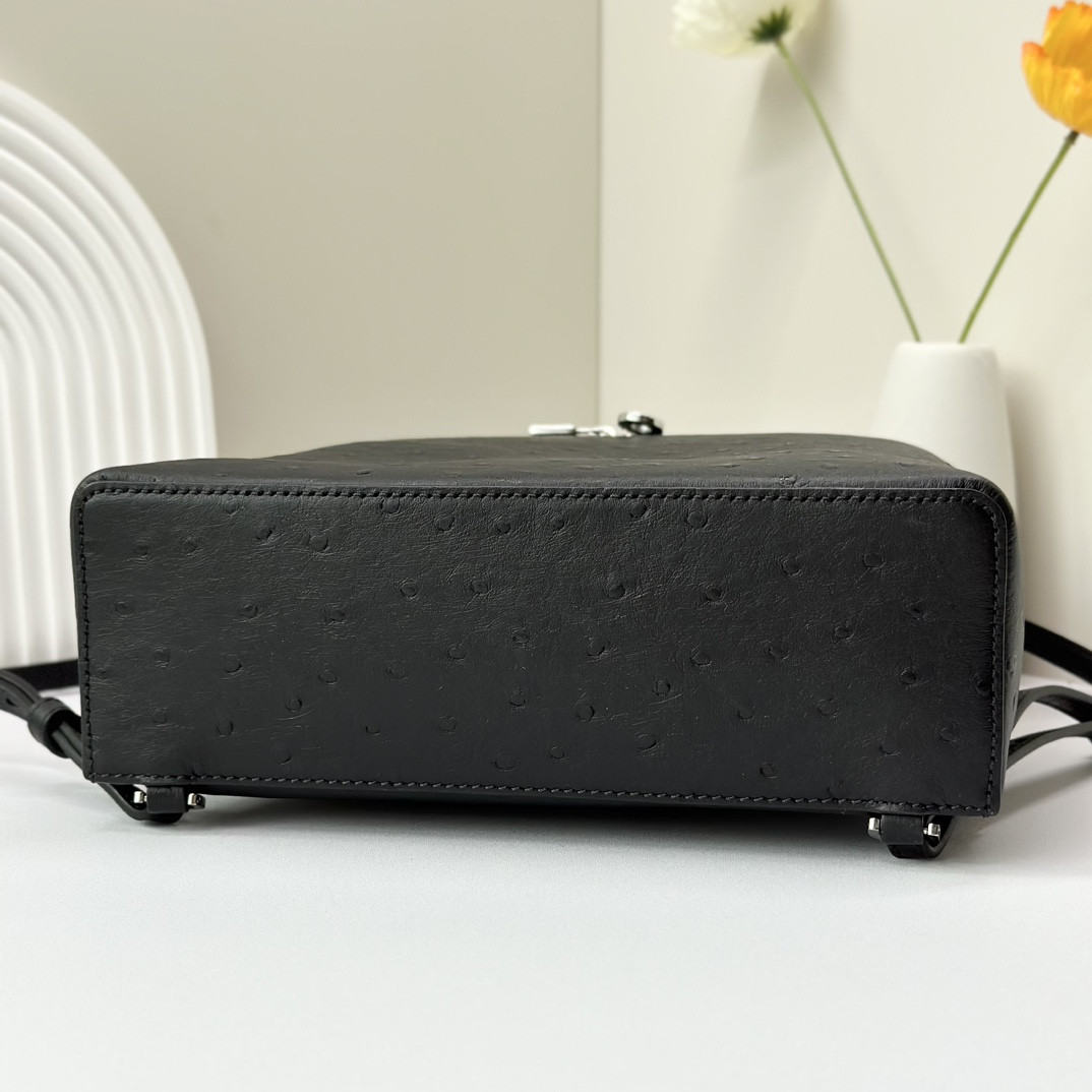 Loro Piana Extra Pocket backpack L23.5 Ostrich-grained Leather 23 x 21 x 8 cm