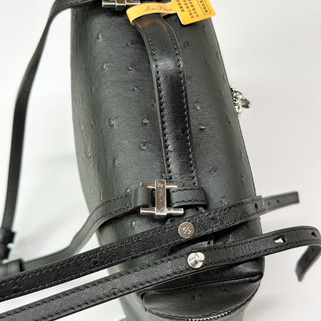 Loro Piana Extra Pocket backpack L23.5 Ostrich-grained Leather 23 x 21 x 8 cm