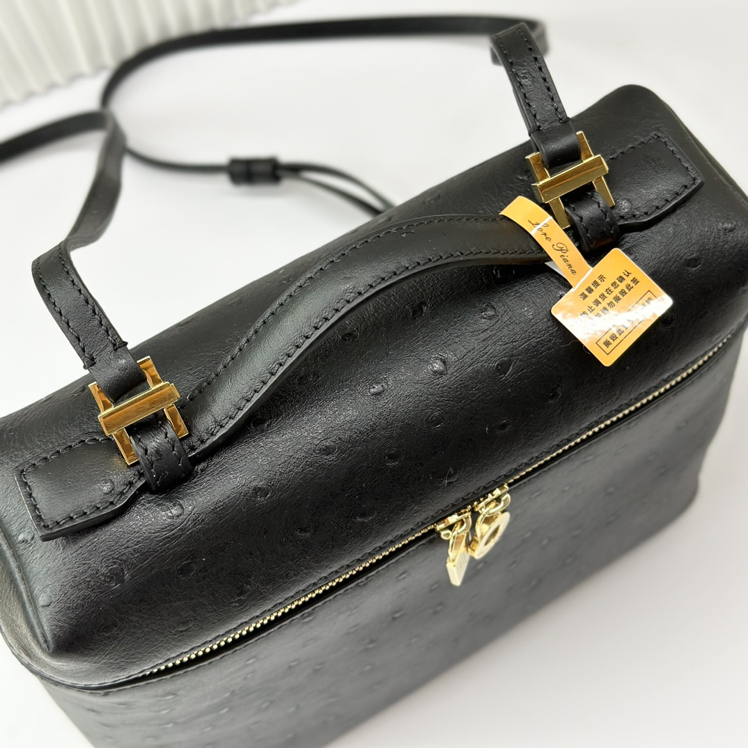 Loro Piana Extra Pocket backpack L23.5 Ostrich-grained Leather 23 x 21 x 8 cm