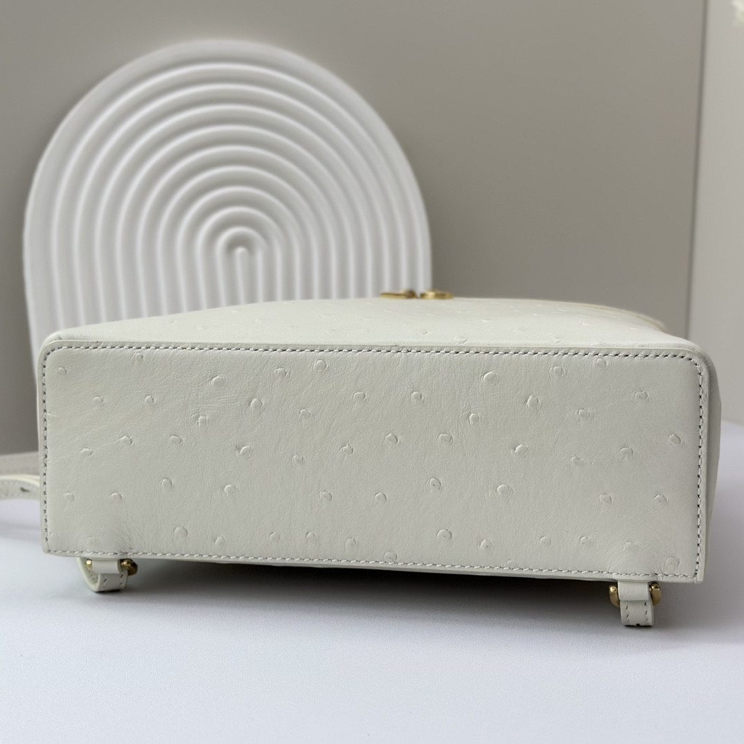 Loro Piana Extra Pocket backpack L23.5 Ostrich-grained Leather 23 x 21 x 8 cm