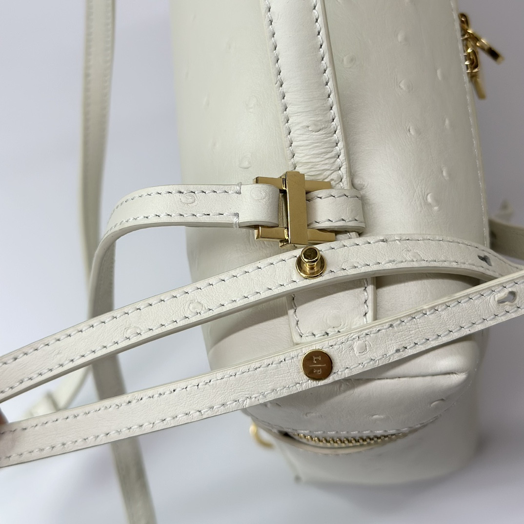 Loro Piana Extra Pocket backpack L23.5 Ostrich-grained Leather 23 x 21 x 8 cm