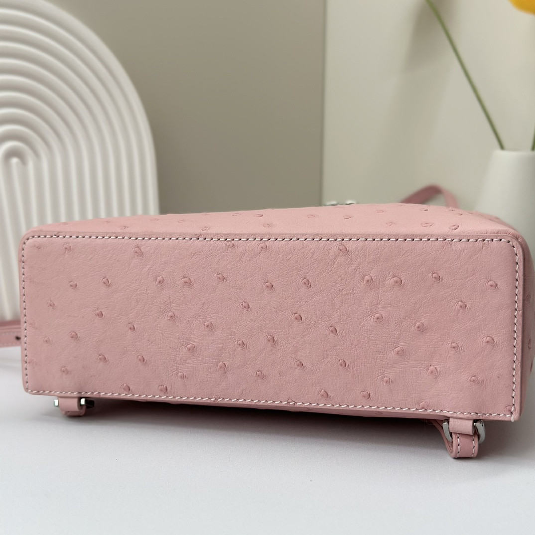 Loro Piana Extra Pocket backpack L23.5 Ostrich-grained Leather 23 x 21 x 8 cm