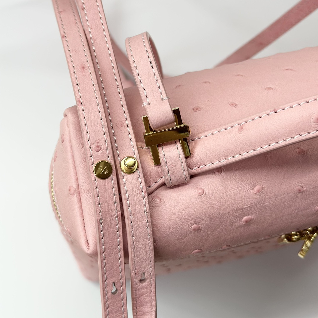 Loro Piana Extra Pocket backpack L23.5 Ostrich-grained Leather 23 x 21 x 8 cm