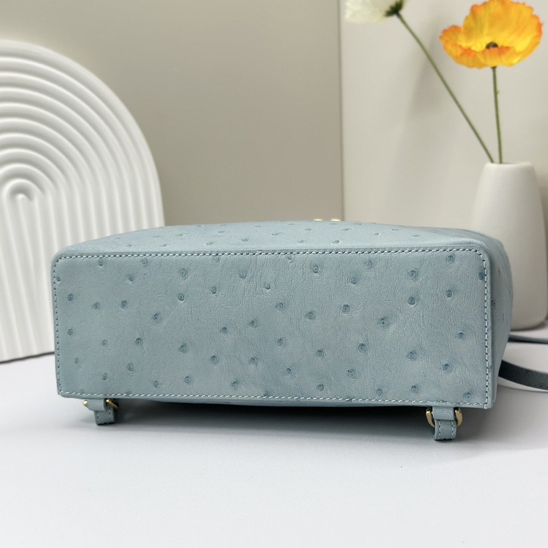 Loro Piana Extra Pocket backpack L23.5 Ostrich-grained Leather 23 x 21 x 8 cm