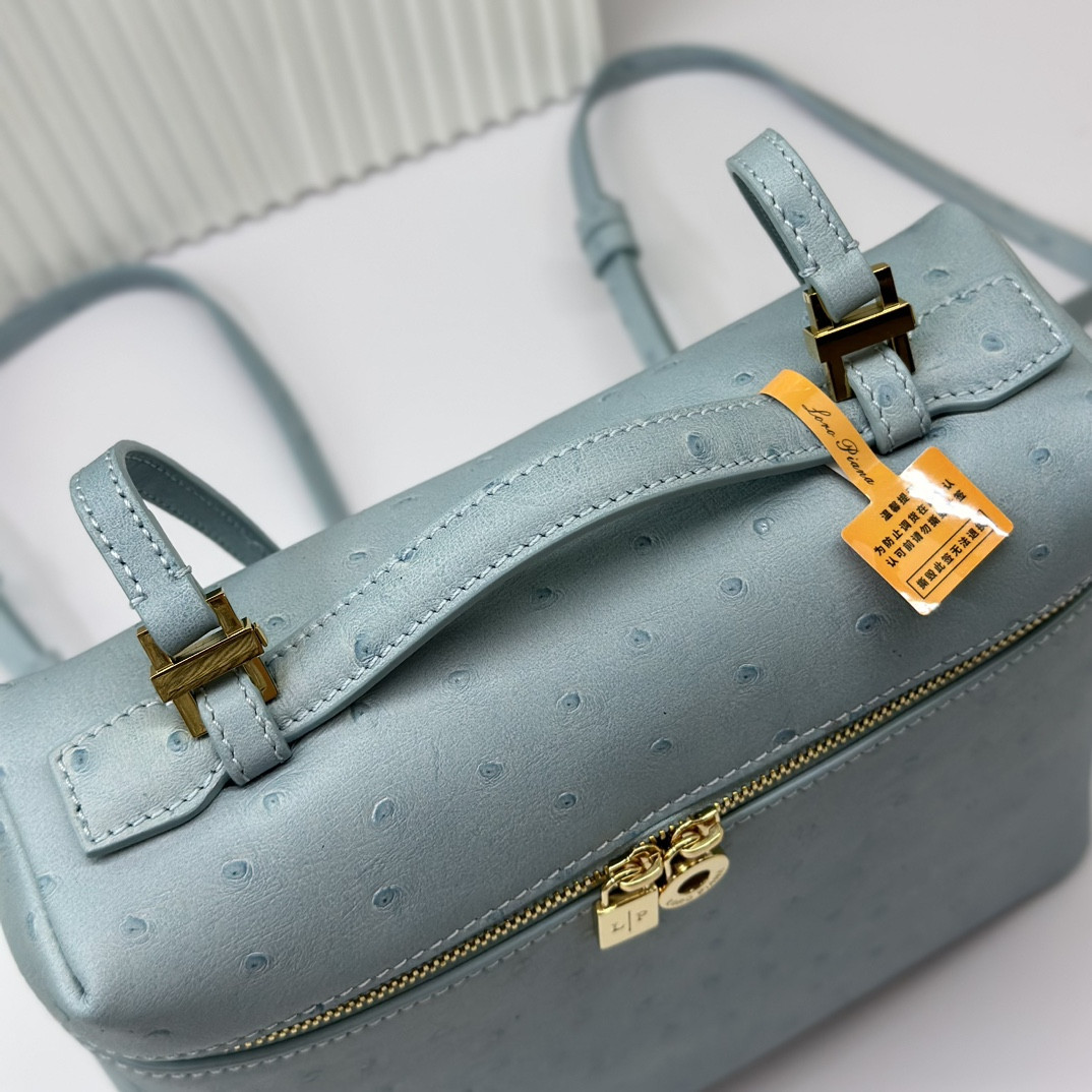 Loro Piana Extra Pocket backpack L23.5 Ostrich-grained Leather 23 x 21 x 8 cm